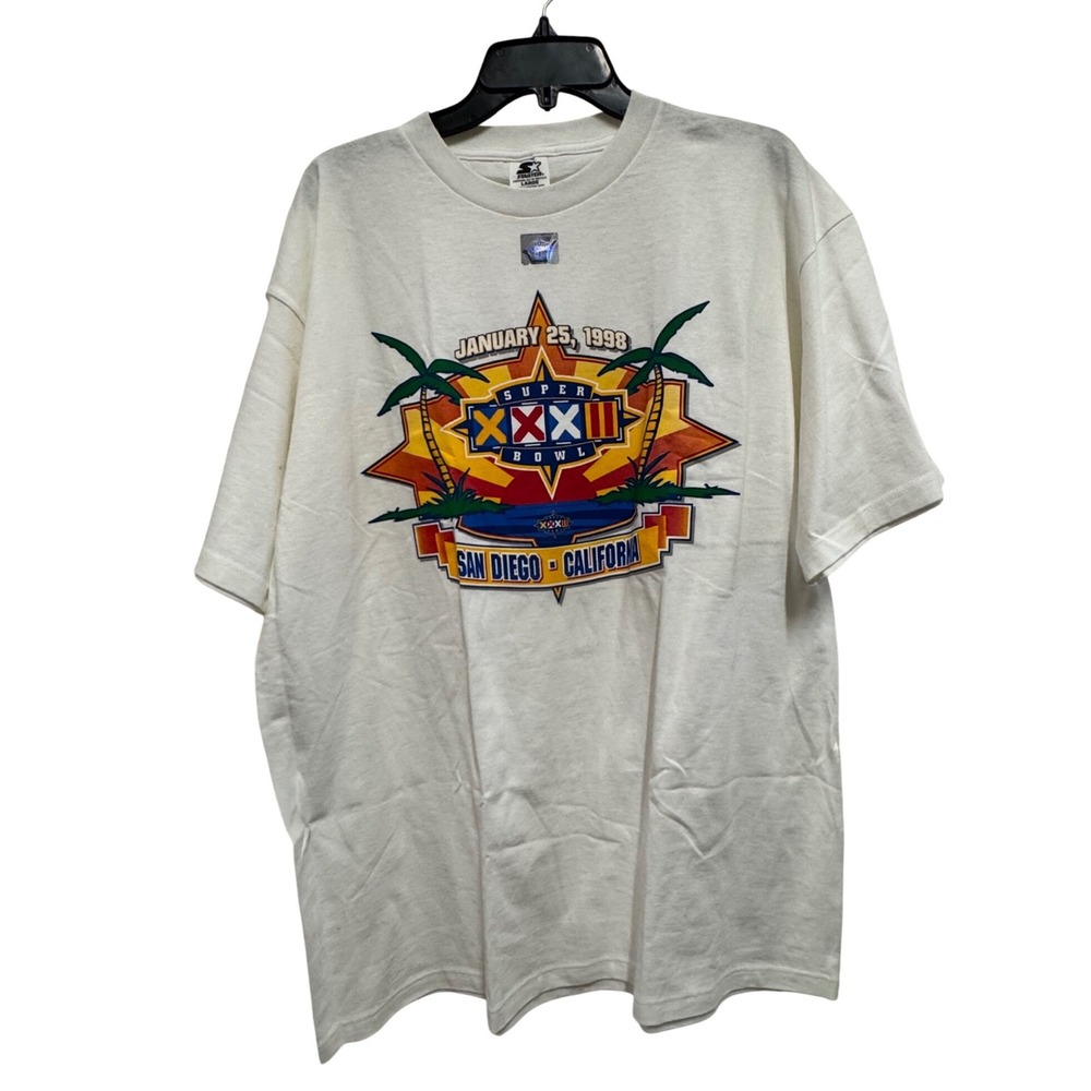 Vintage Starter Super Bowl XXXII 1998 San Diego California Graphic T-Shirt Large